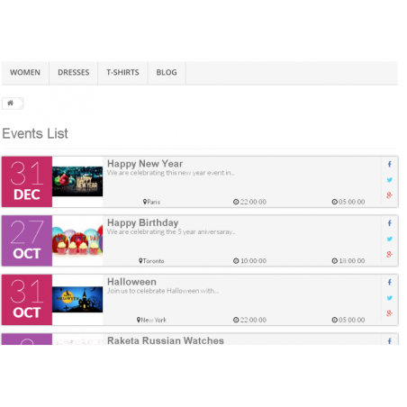 PrestaShop Events Calendar